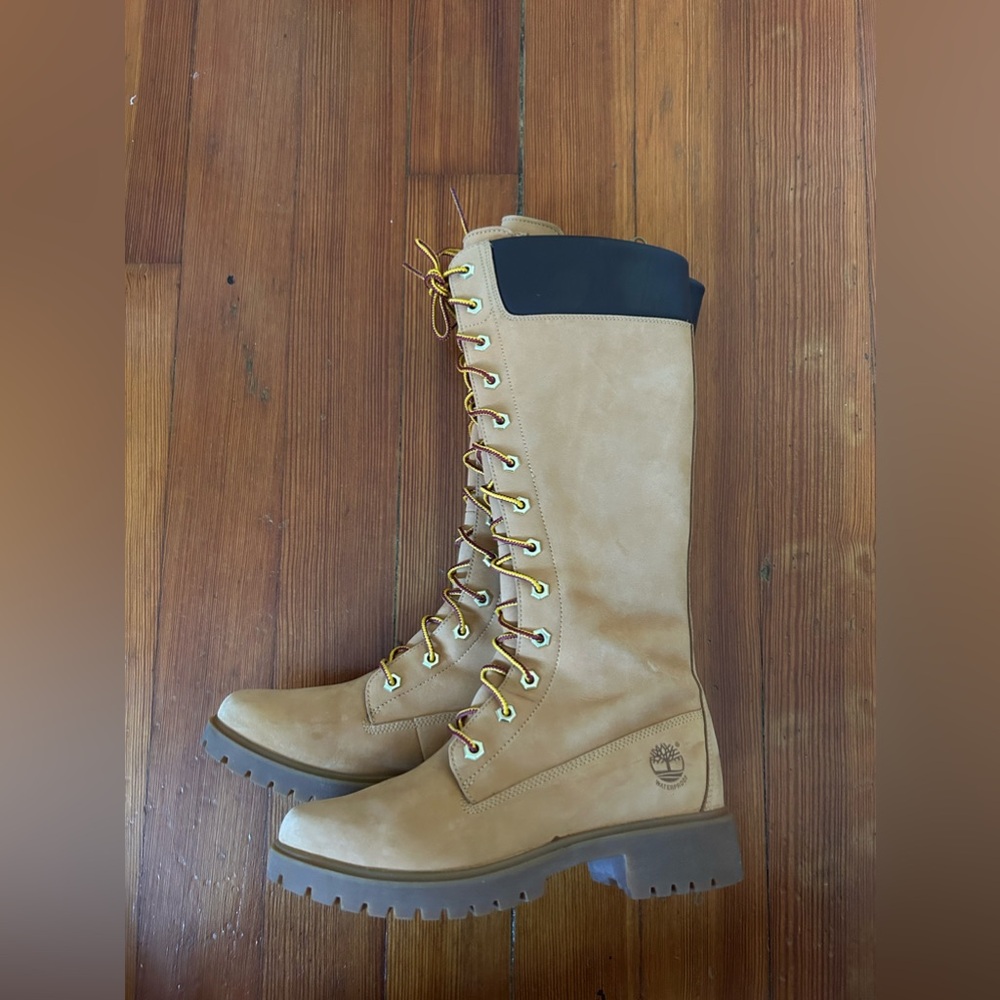 Timberland Women’s Tan Lace-Up Knee-High Boots